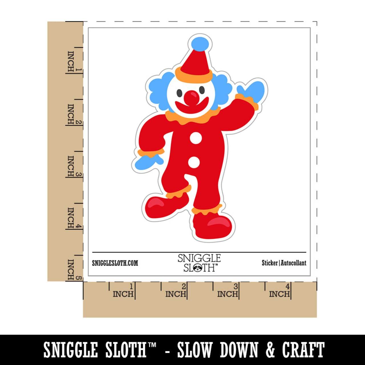 Waving Clown Circus Carnival Waterproof Vinyl Phone Tablet Laptop Water Bottle Sticker Set - 5 Pack